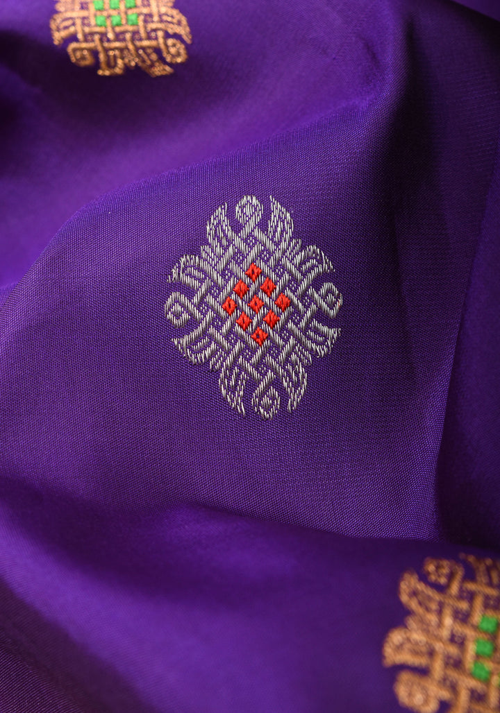 Muggu Design Meenakari Gadwal Silk Saree in Purple with Two Tone  Border | SILK MARK CERTIFIED