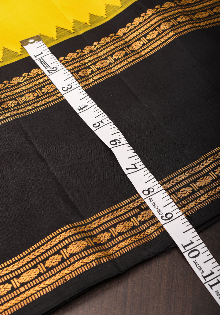 Yellow Exquisite Korvai Gadwal Silk Saree with Black  Borders | SILK MARK CERTIFIED