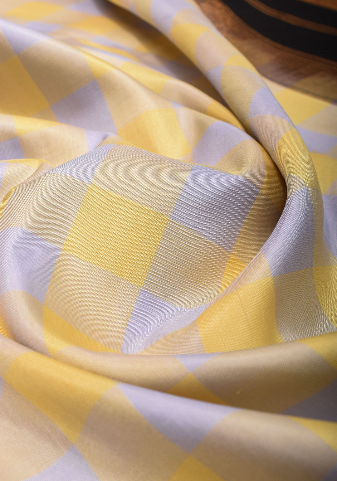Checks with Korvai Border Gadwal Pure Silk Saree in Butter Yellow and Heather Gray  | SILK MARK CERTIFIED