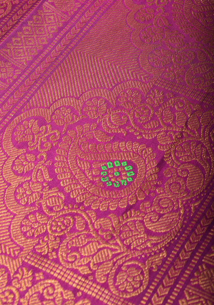 Pure Gadwal Silk Saree in Grass Green with Ornate Zari Stripes in two tone Zari with 12' zari border | SILK MARK CERTIFIED