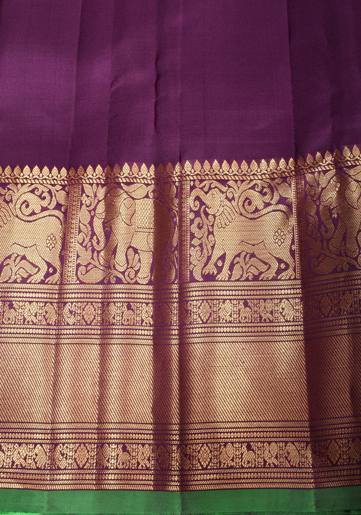 Rust Pure Gadwal Silk Saree with zari buttas and Wide Zari Border | SILK MARK CERTIFIED