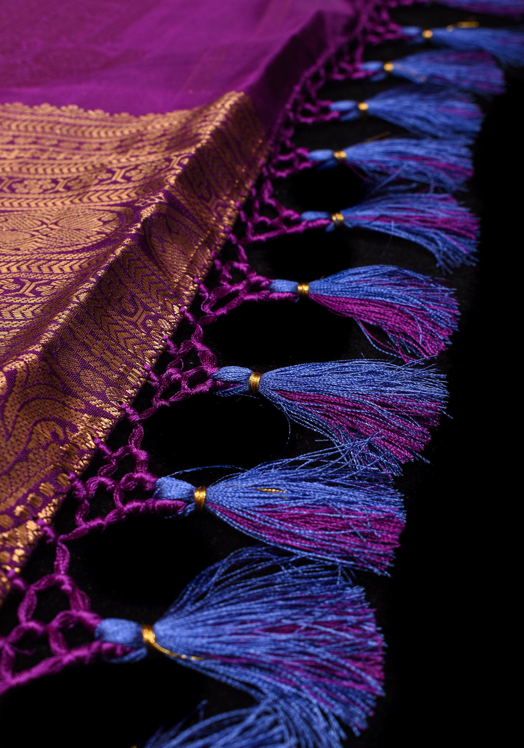 Lavender Ornate Brocade Gadwal Silk Saree with Purple wide border | SILK MARK CERTIFIED