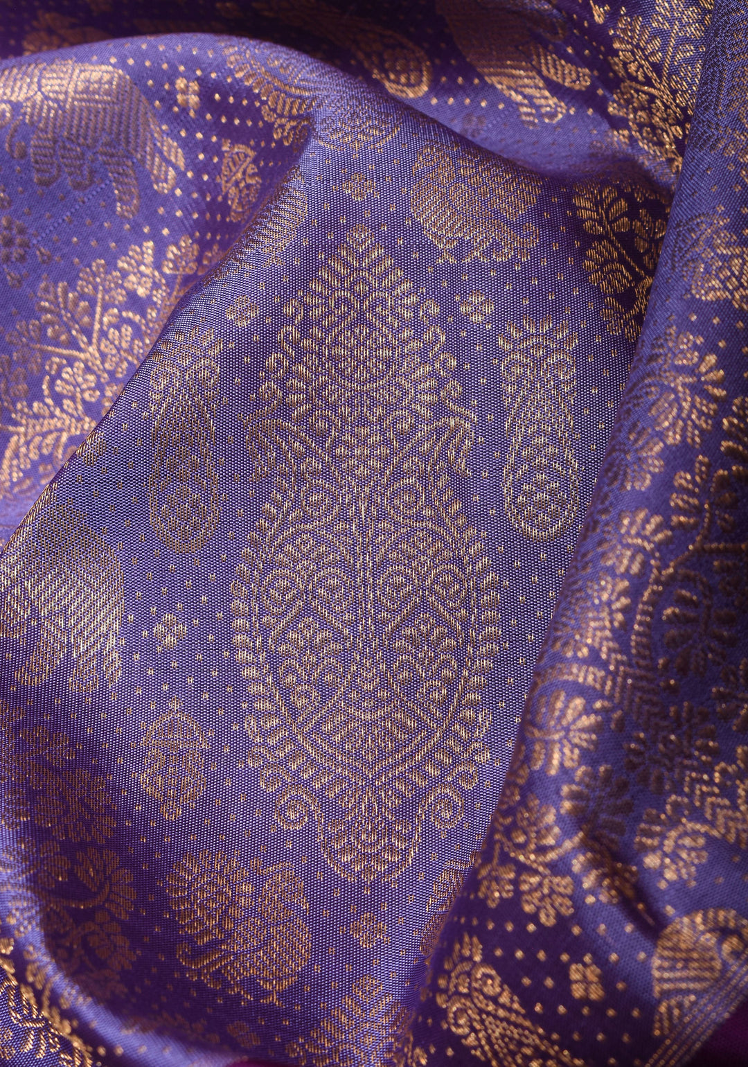 Lavender Ornate Brocade Gadwal Silk Saree with Purple wide border | SILK MARK CERTIFIED