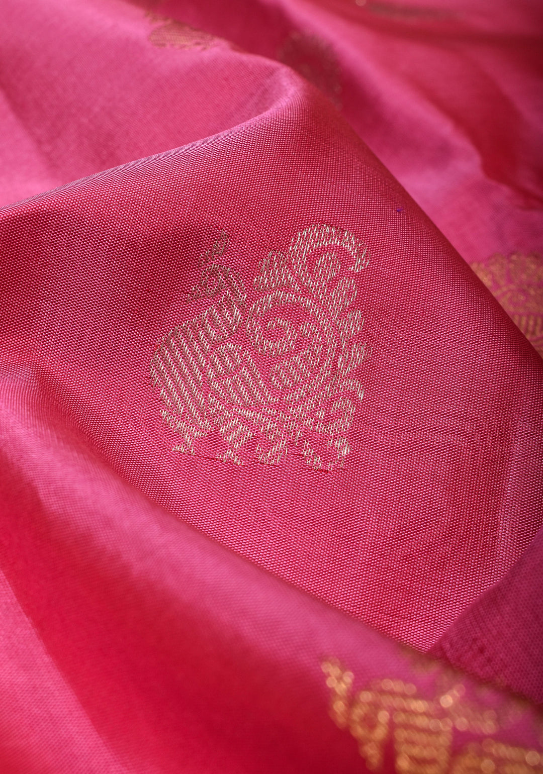 Pink Gadwal Silk Saree with Sona Rupa Zari buttas and 11' Purple Wide Zari Border  | SILK MARK CERTIFIED
