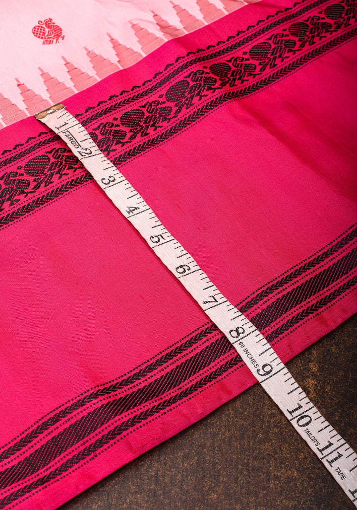 Lotus Pink Gadwal Pure Silk Saree with Buttas and Ganga Jamuna Borders | SILK MARK CERTIFIED