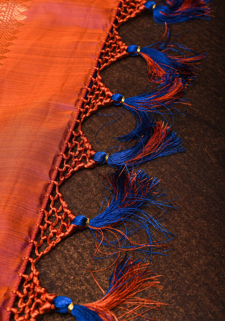 Blue Gadwal Silk Saree with Sona Rupa Zari Buttas and Wide Zari Contrast Border | SILK MARK CERTIFIED