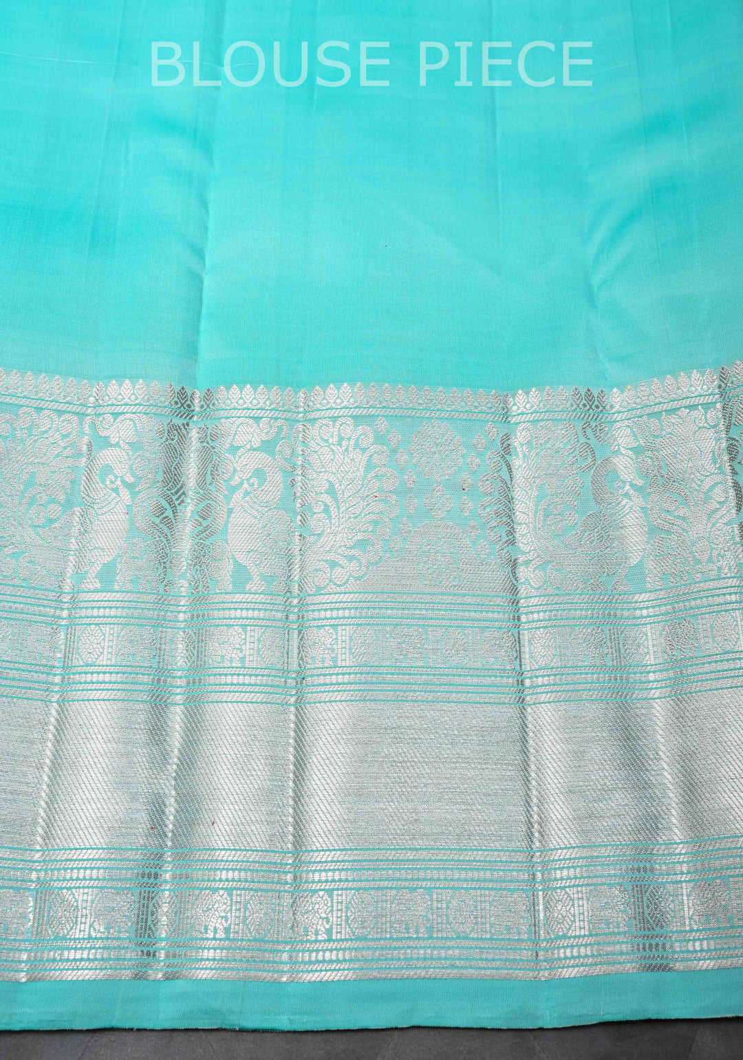 Cyan Brocade Gadwal Silk saree with Patola designs and wide zari border | SILK MARK CERTIFIED