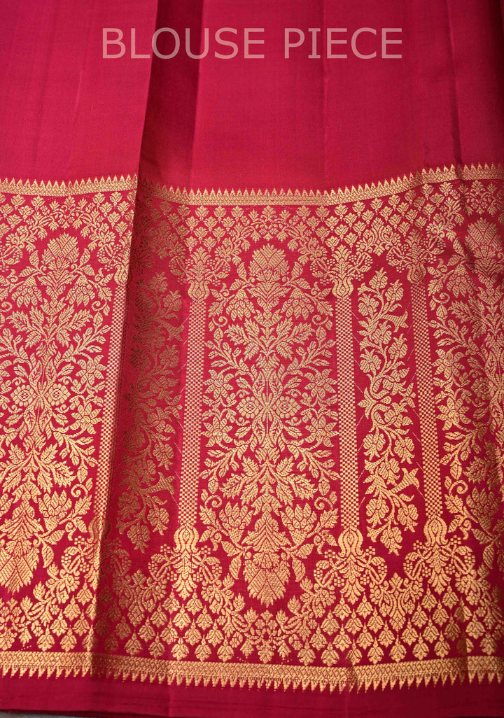 Reddish Pink Pure Gadwal Silk Saree with Ornate Panel Stripes, Zari Buttas and Wide Zari Border | SILK MARK CERTIFIED