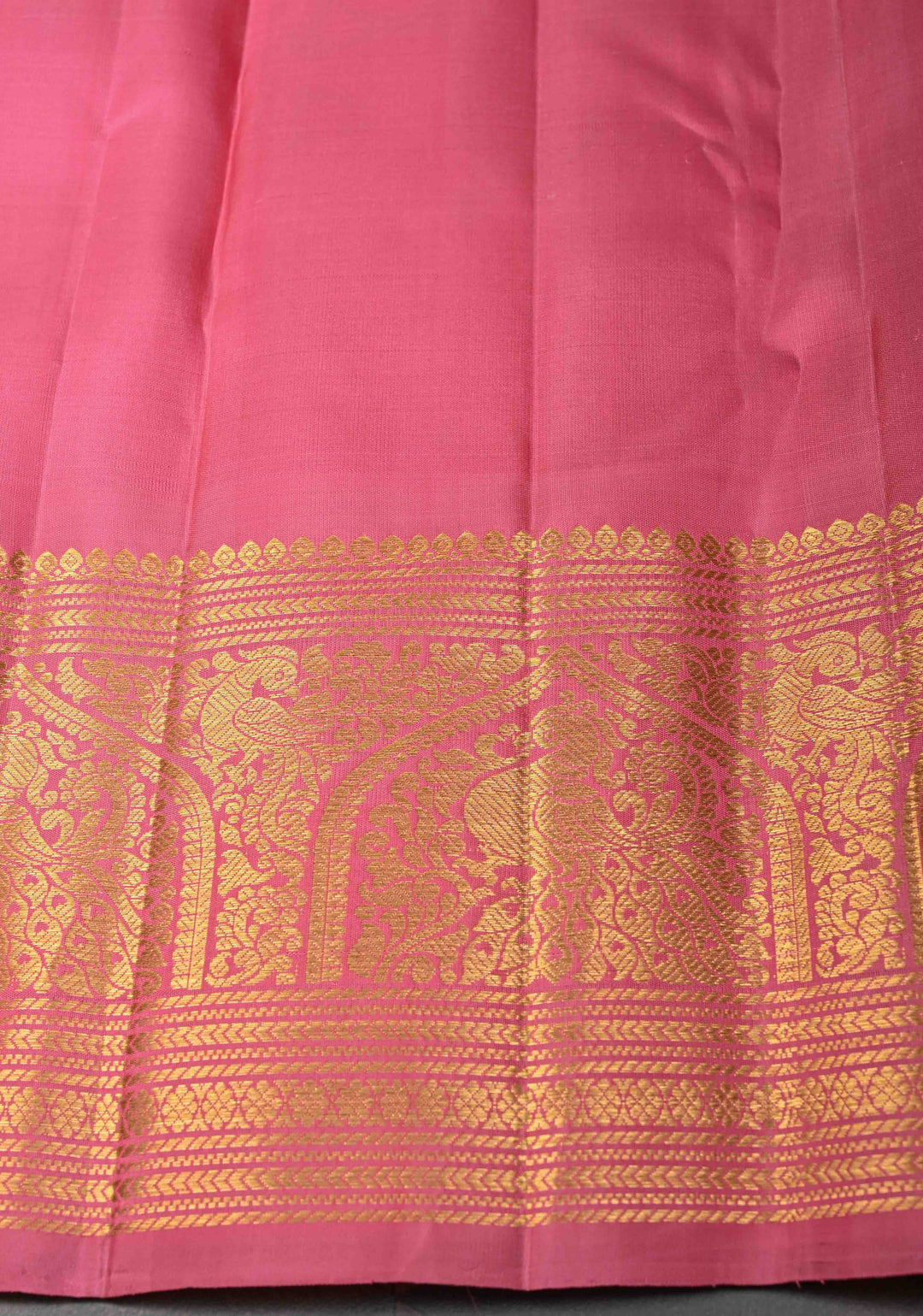 Rose Pink Gadwal Silk Saree with Floral Zari Brocade And Zari border | SILK MARK CERTIFIED