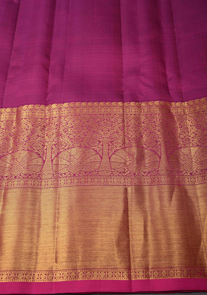 Rose Pink Gadwal Silk Saree with Zari Brocade and Peacock Wide Zari border | SILK MARK CERTIFIED