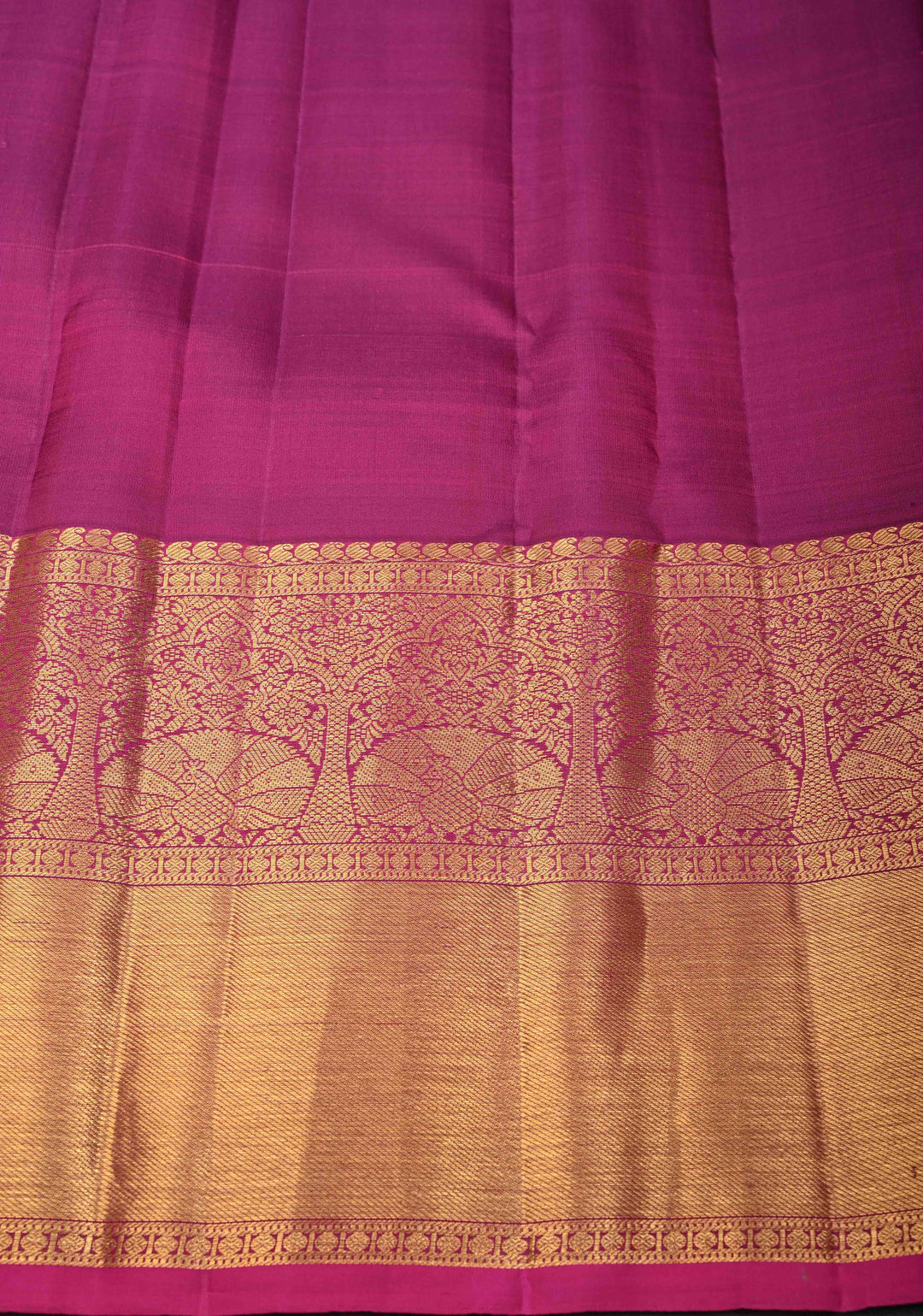 Pink Pure Gadwal Silk Saree with Gold & Silver Zari Stripes and Contrast Zari Border | SILK MARK CERTIFIED