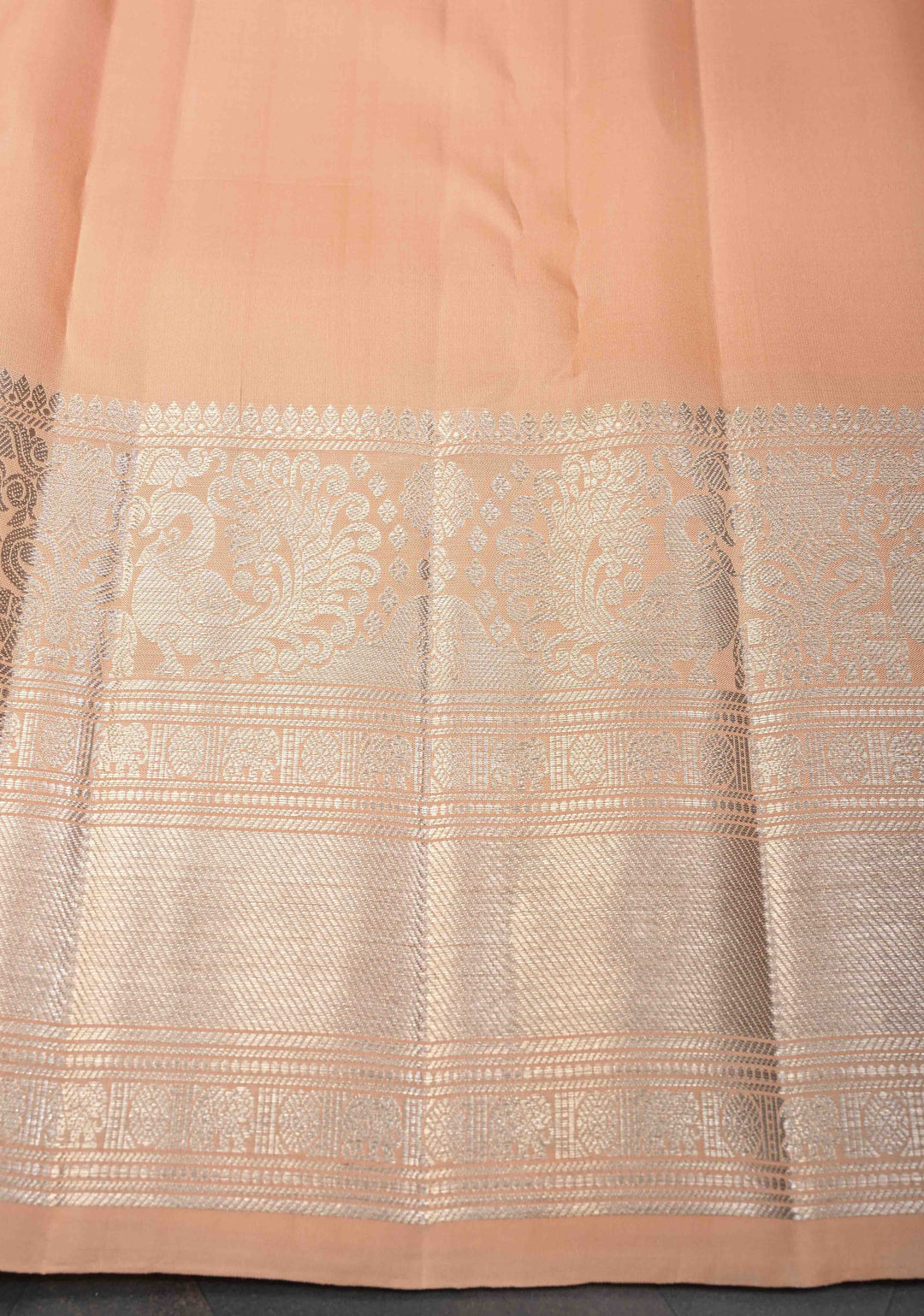 Peach Gadwal Silk Saree with Patola Brocade and Zari border | SILK MARK CERTIFIED