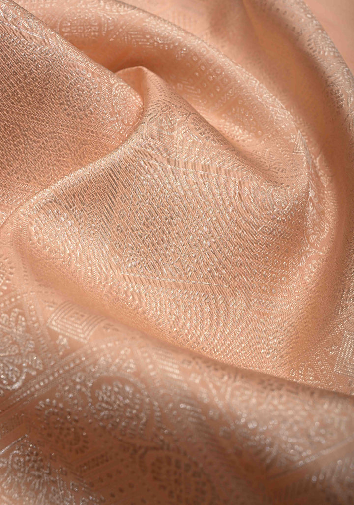 Peach Gadwal Silk Saree with Patola Brocade and Zari border | SILK MARK CERTIFIED