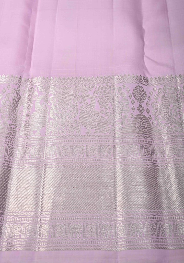 Soft Pink Shade Silver Zari Brocade Gadwal Silk Saree wiht Wide Zari border | SILK MARK CERTIFIED