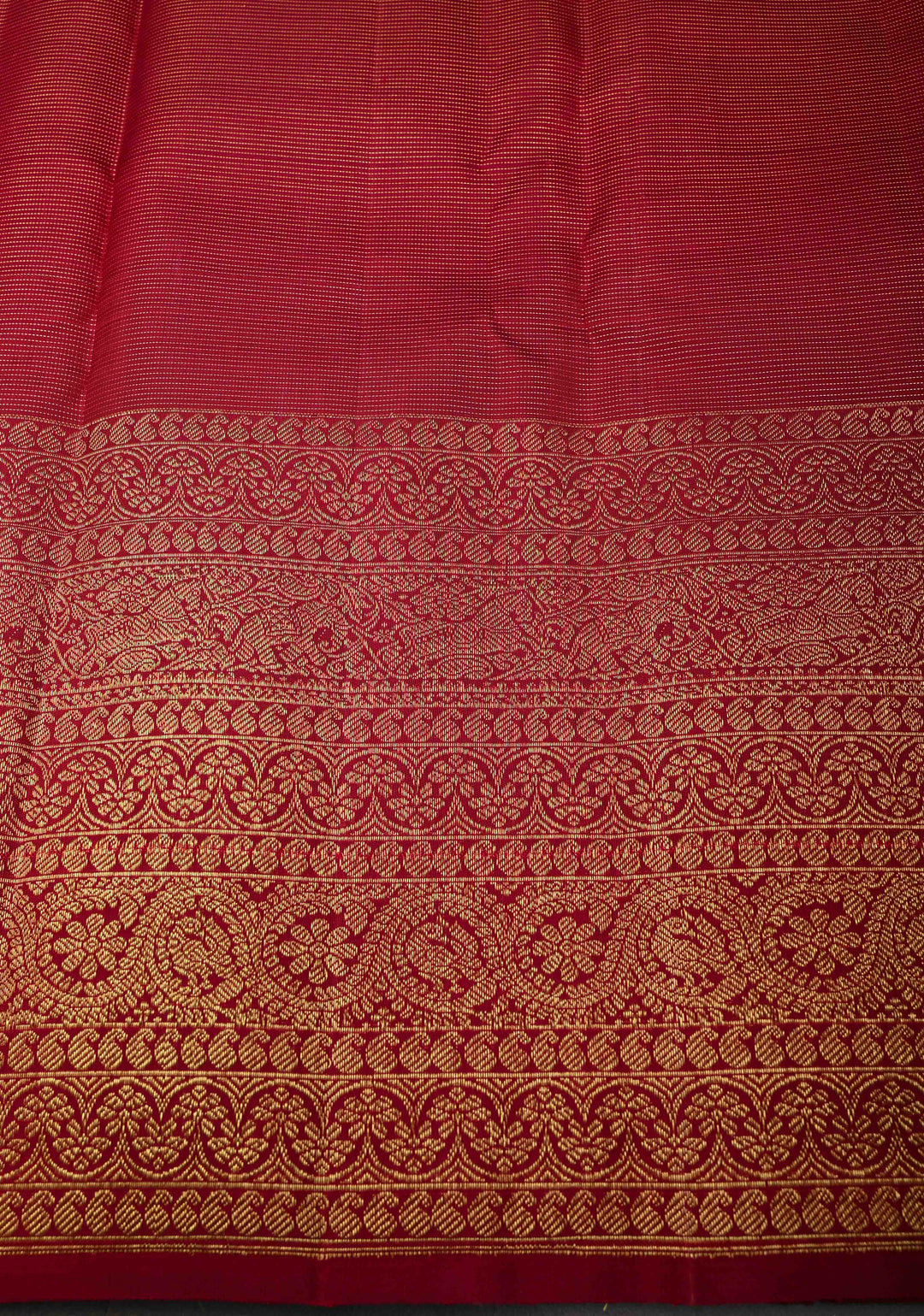 Pre Order Brick Red Gadwal Silk Saree with Podi-Kattam Zari Checks and Wide Zari Border | SILK MARK CERTIFIED
