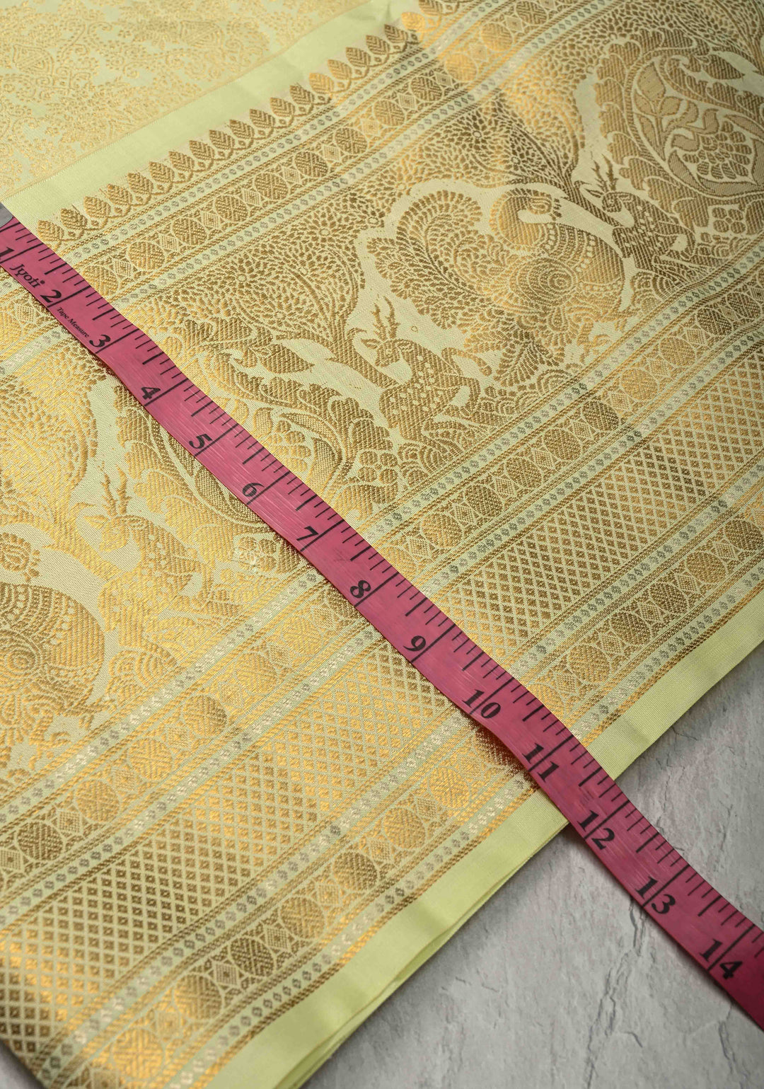 Pastel Green Pure Gadwal Silk Saree with Floral Brocade and Zari Border | SILK MARK CERTIFIED