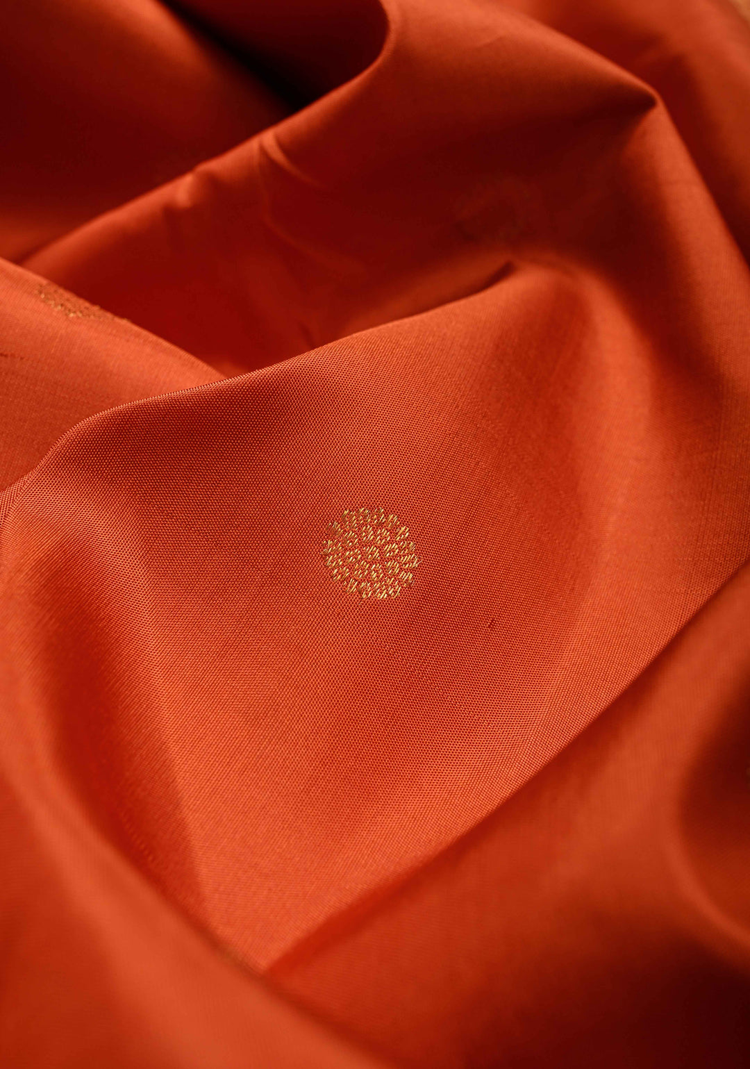 Rust Orange Gadwal Silk Saree with Zari Buttas and Wide Zari Border | SILK MARK CERTIFIED