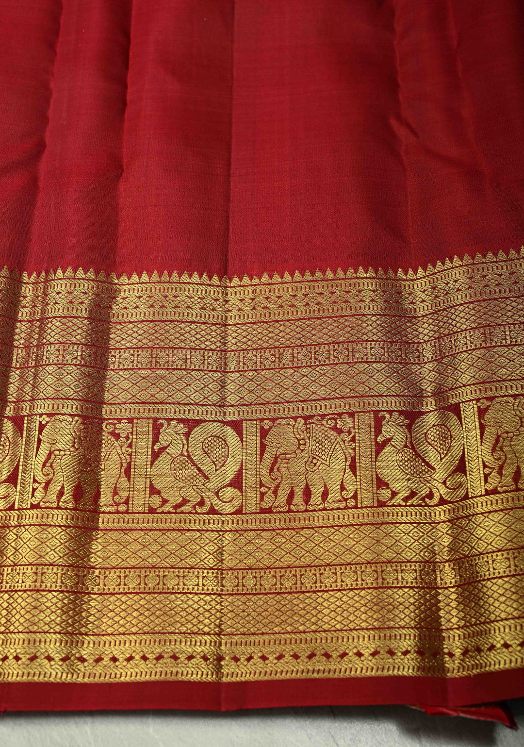 Honey color Gadwal Pure Silk Saree with Zari Checks Podi kattam and Wide Border | SILK MARK CERTIFIED