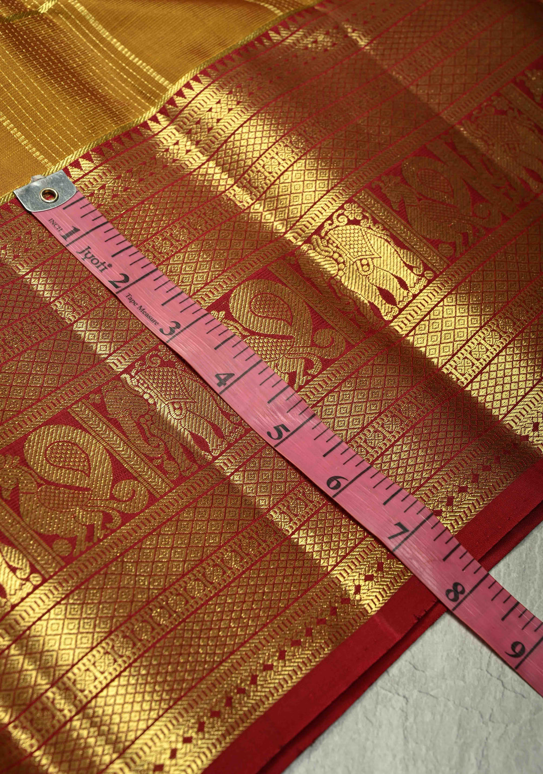 Honey color Gadwal Pure Silk Saree with Zari Checks Podi kattam and Wide Border | SILK MARK CERTIFIED