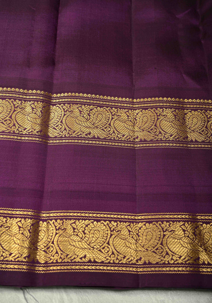 Lavender Blush Gadwal Silk Saree with Zari Buttas and Contrast Rettaipet Border | SILK MARK CERTIFIED