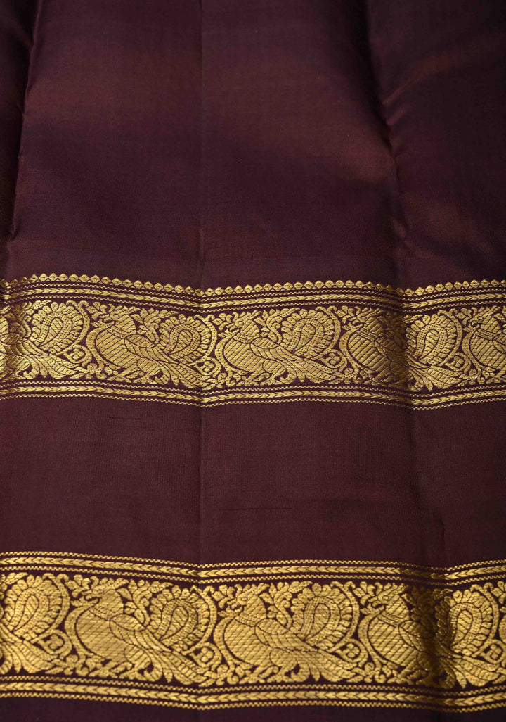 Rust Orange Gadwal Silk Saree with Zari Buttas and Wide Contrast Wide Zari Border | SILK MARK CERTIFIED