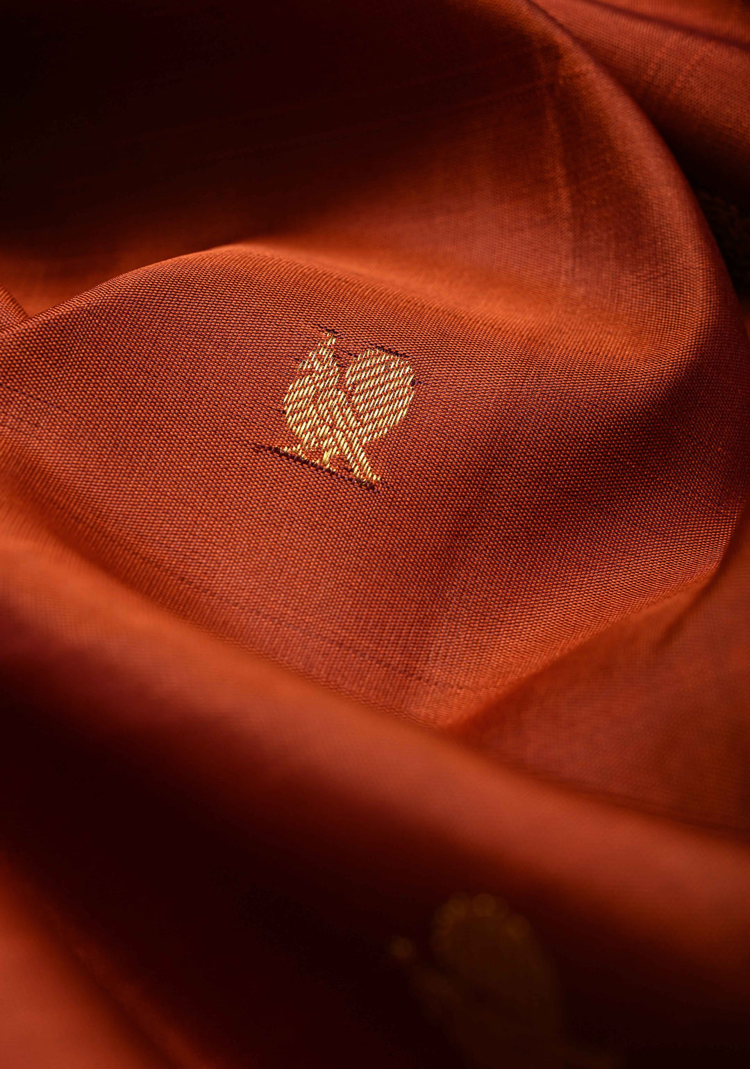 Rust Orange Gadwal Silk Saree with Zari Buttas and Wide Contrast Wide Zari Border | SILK MARK CERTIFIED