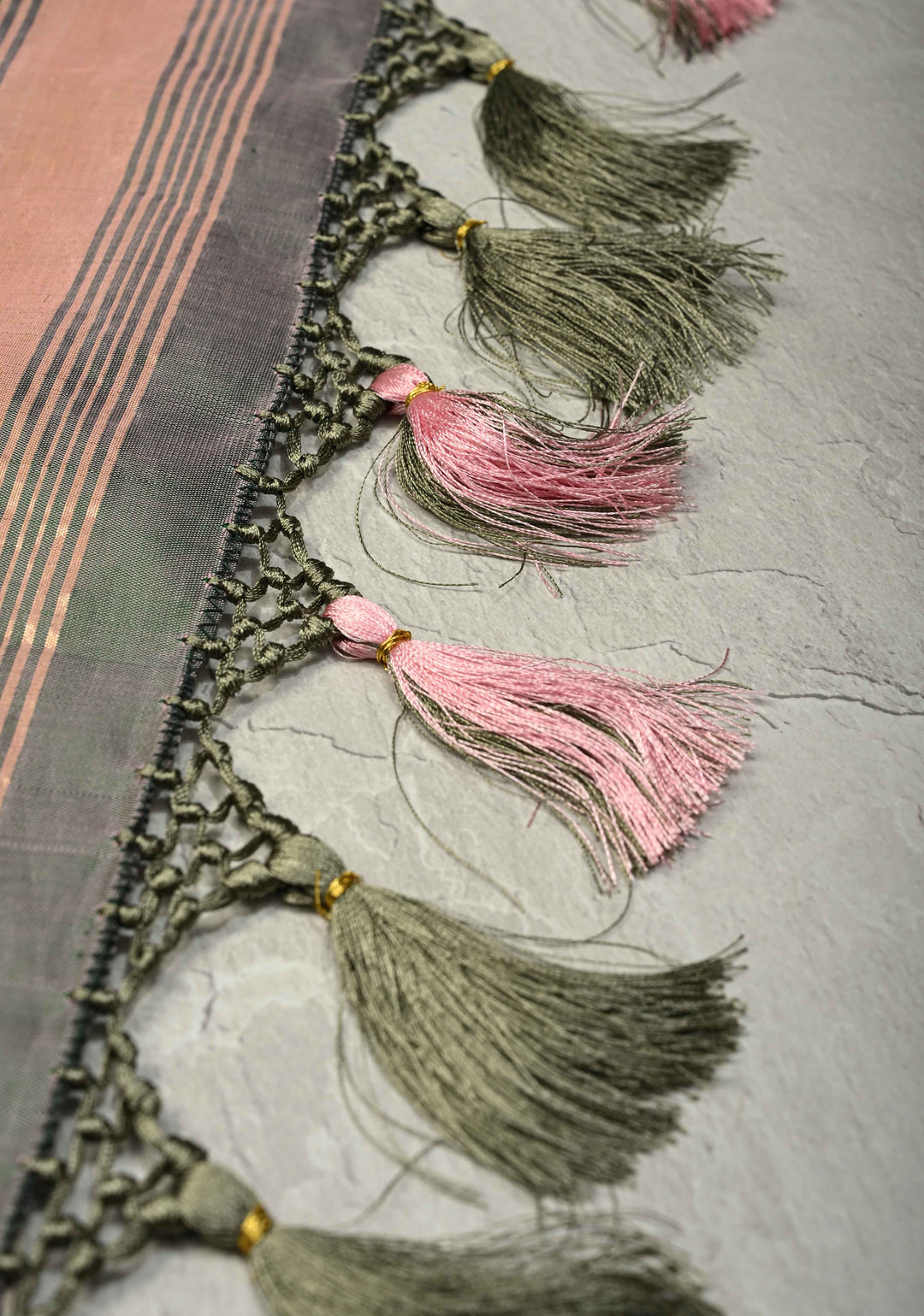 Tissue Stripes Paithani design Gadwal Handloom Silk Saree with Single Muniya Borders and Peacock Motifs on Pallu | SILK MARK CERTIFIED | SHOBITAM