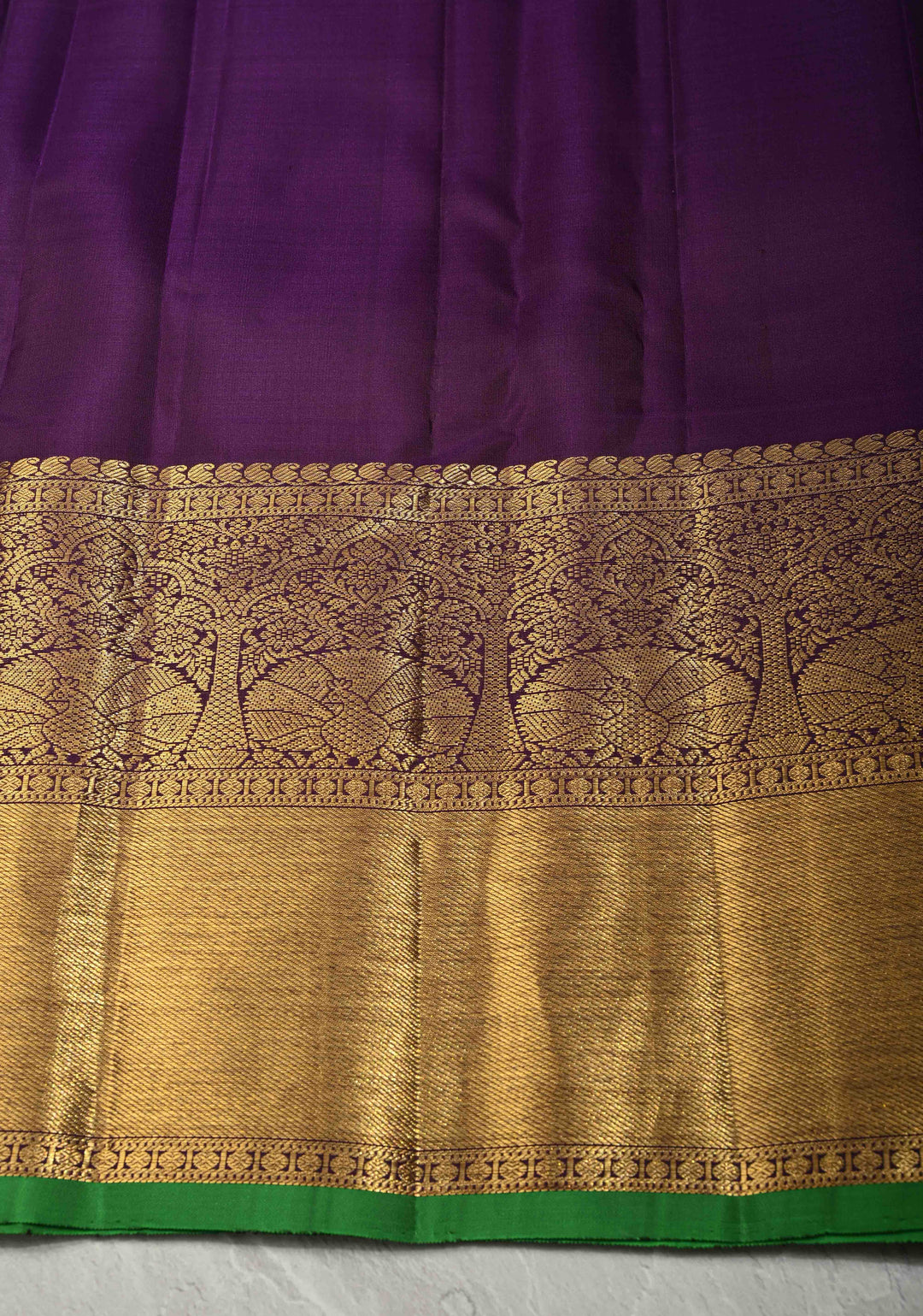 Dusty Amethyst Pure Gadwal Silk Saree with Patola Brocade and Contrast Wide Zari Border | SILK MARK CERTIFIED
