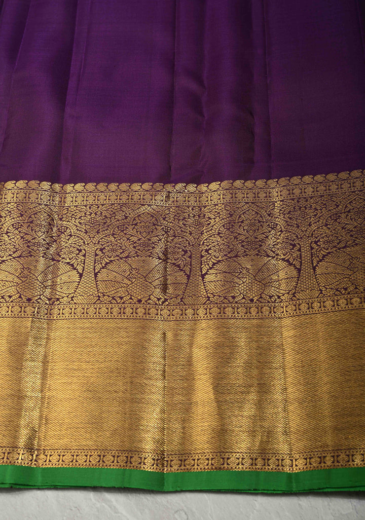Dusty Amethyst Pure Gadwal Silk Saree with Patola Brocade and Contrast Wide Zari Border | SILK MARK CERTIFIED