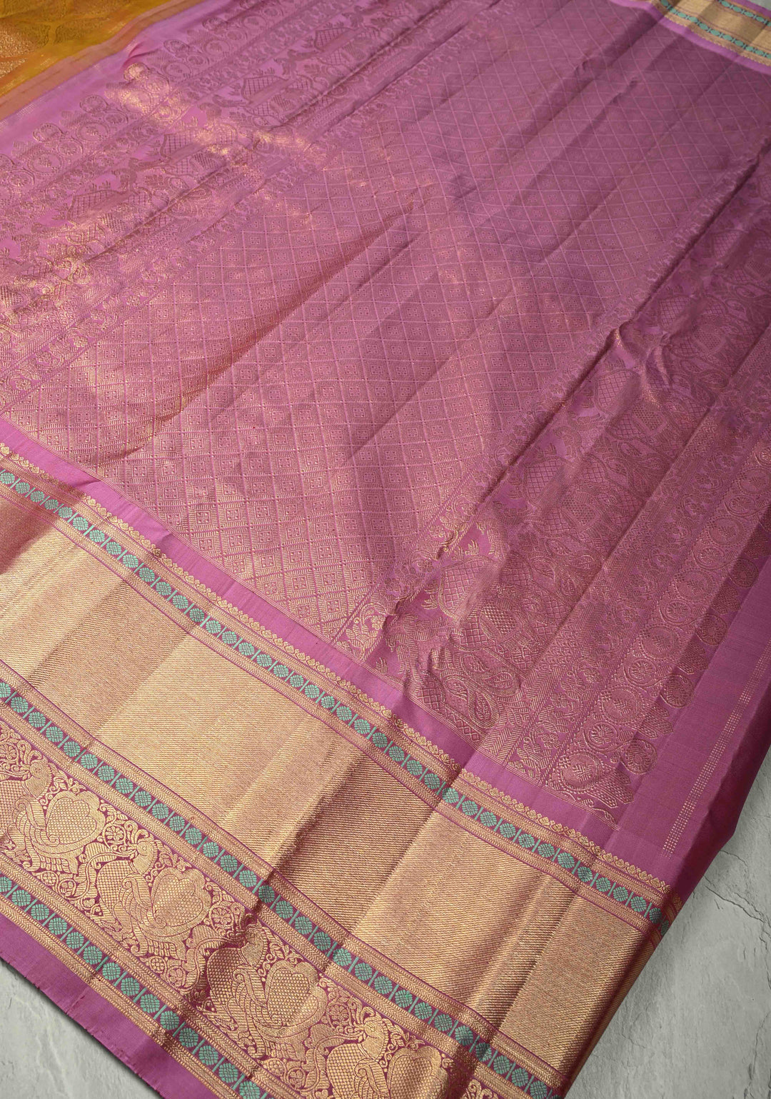 Methi Yellow Gadwal Silk Saree with Zari Brocade and Contrast Wide Zari Border | SILK MARK CERTIFIED