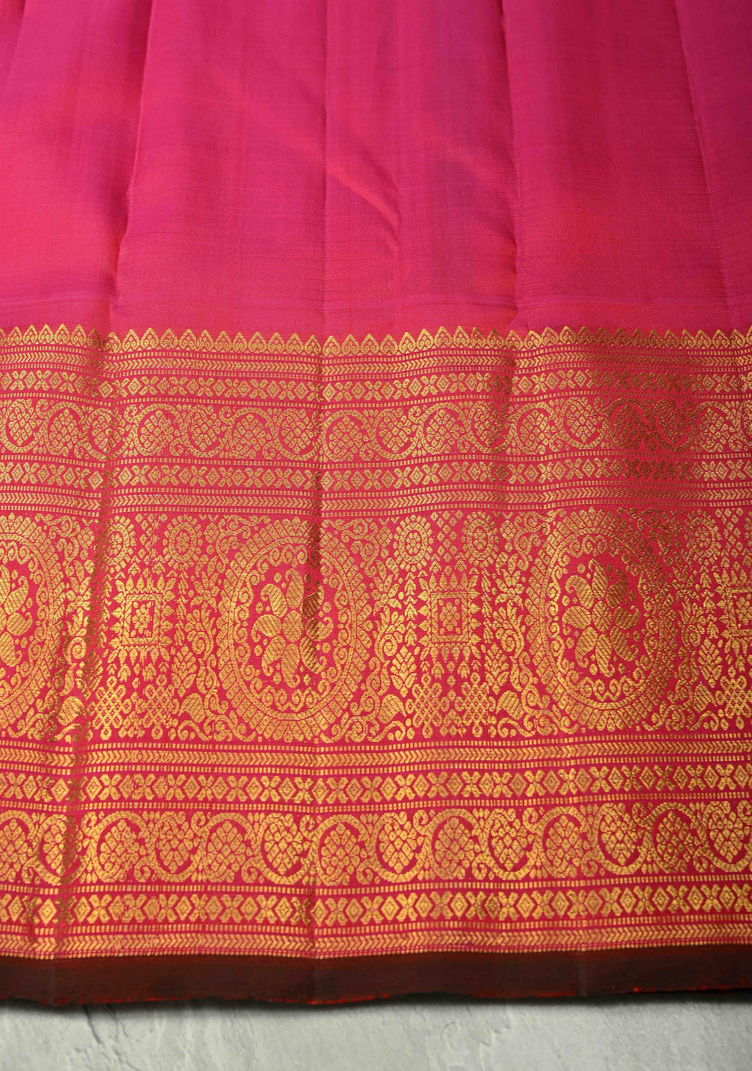 Flame Orange Zari Checks on Gadwal Silk Saree with Zari Buttas and Wide Zari Border | SILK MARK CERTIFIED