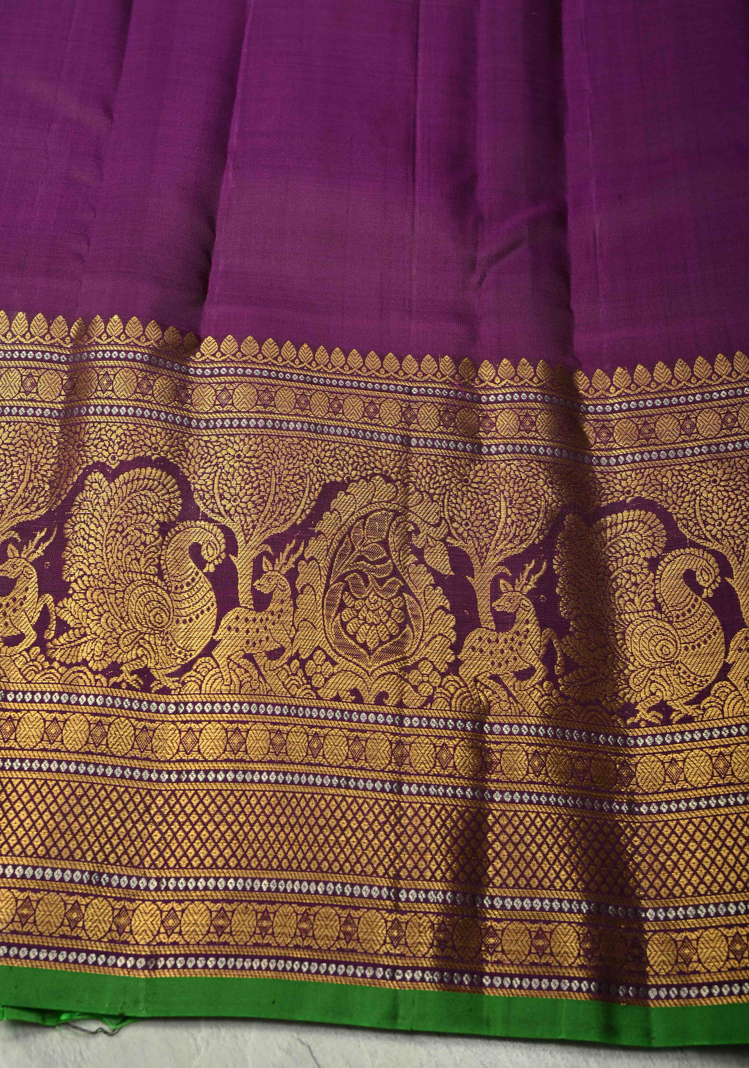 Dusty Lilac Gadwal Silk Saree with Patola Zari Brocade and Contrast Wide Zari Border | SILK MARK CERTIFIED