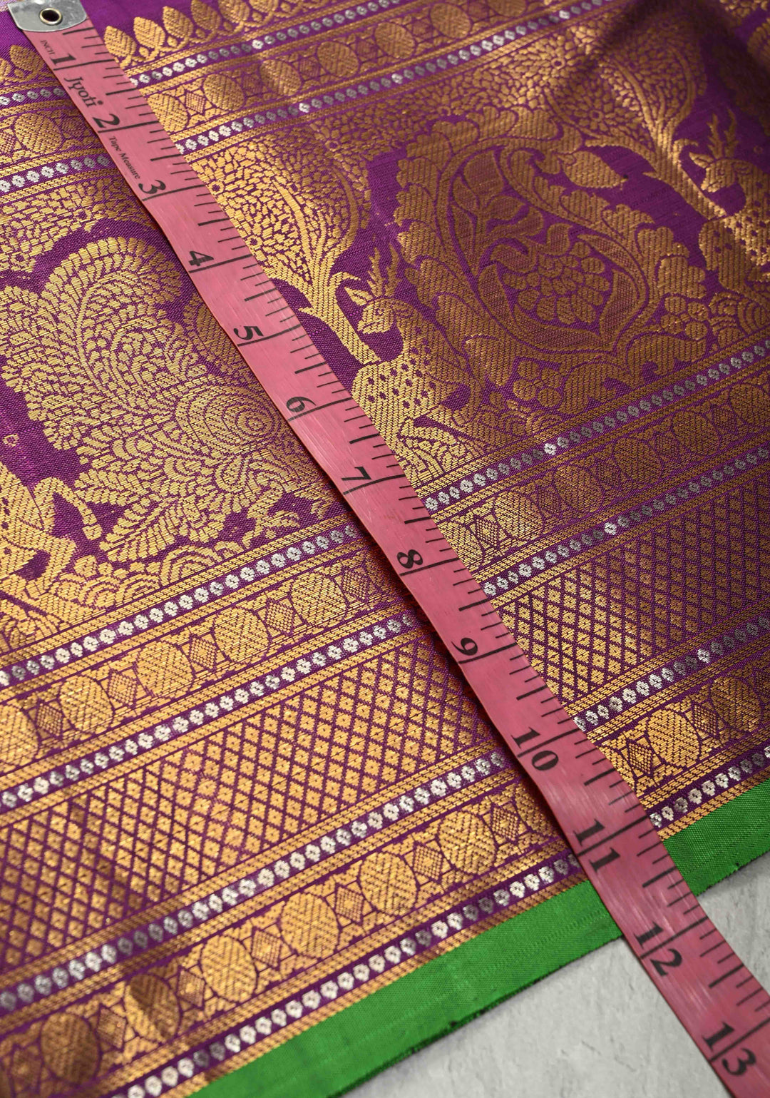 Amethyst Pure Gadwal Silk Saree with Zari Brocade and Contrast Wide Zari Border | SILK MARK CERTIFIED