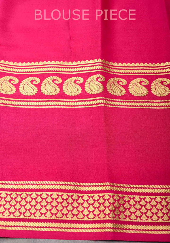 Purple and Pink Mysore silk Saree with Contrast Zari Border in KSIC Grade Thickness | SILK MARK CERTIFIED
