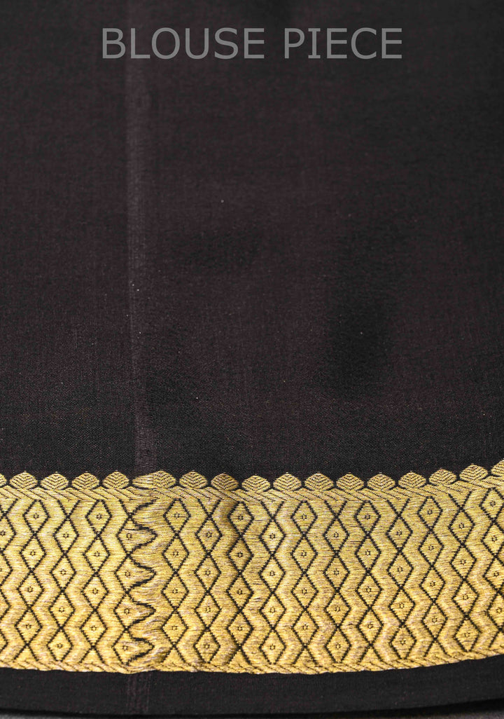 Mysore Silk Saree in Gray with Horizontal stripes and Panel Border in KSIC Grade Thickness | SILK MARK CERTIFIED | SHOBITAM