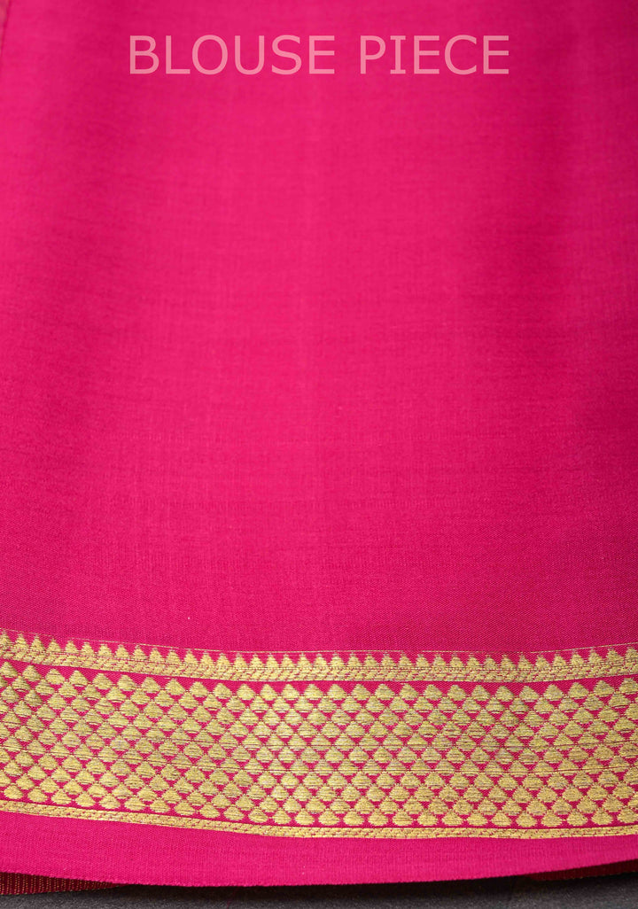Dark Green Podi Kattam Zari Checks Mysore Silk Saree with Contrast Zari Border| SILK MARK CERTIFIED