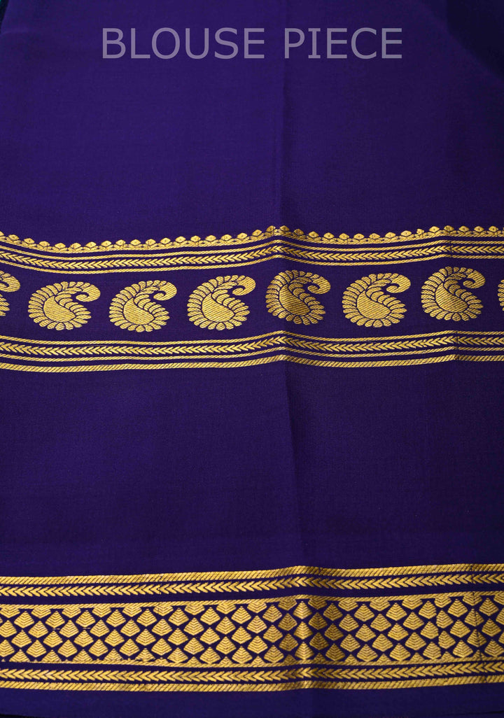 Persian Green and Blue Mysore silk Saree with Contrast Zari Border in KSIC Grade Thickness | SILK MARK CERTIFIED