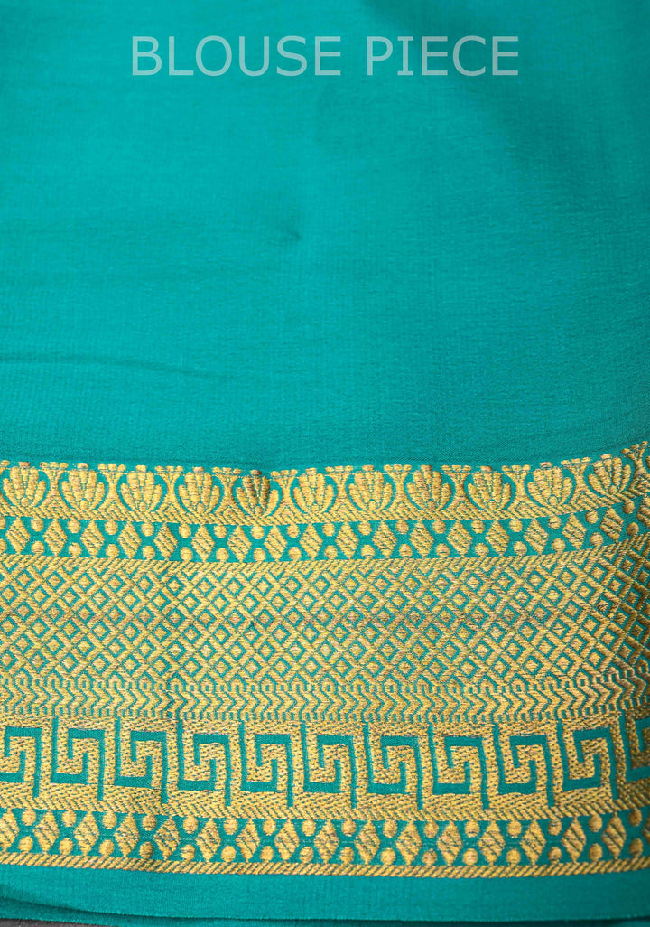 Royal Blue Zari Checks Mysore silk Saree with Zari Border in KSIC Grade Thickness | SILK MARK CERTIFIED