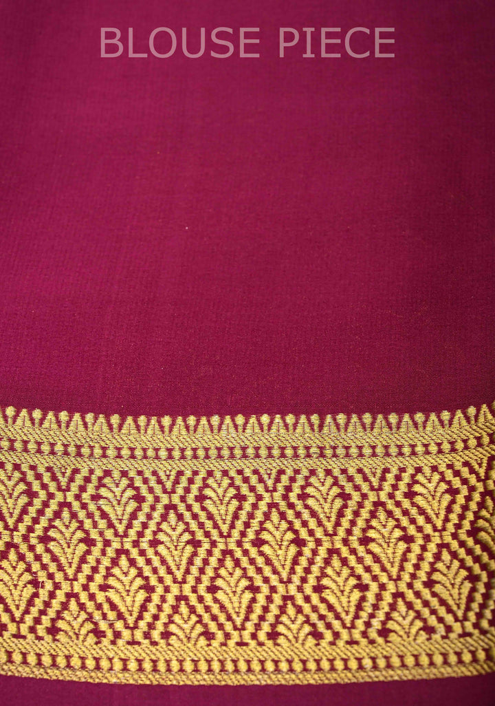 Orange Mysore Silk Saree With Checks And Checked Panel Zari Border in KSIC Grade Thickness| SILK MARK CERTIFIED