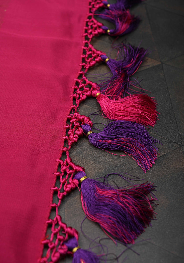 Purple Mysore Silk Saree with Contrast Zari Border | SILK MARK CERTIFIED