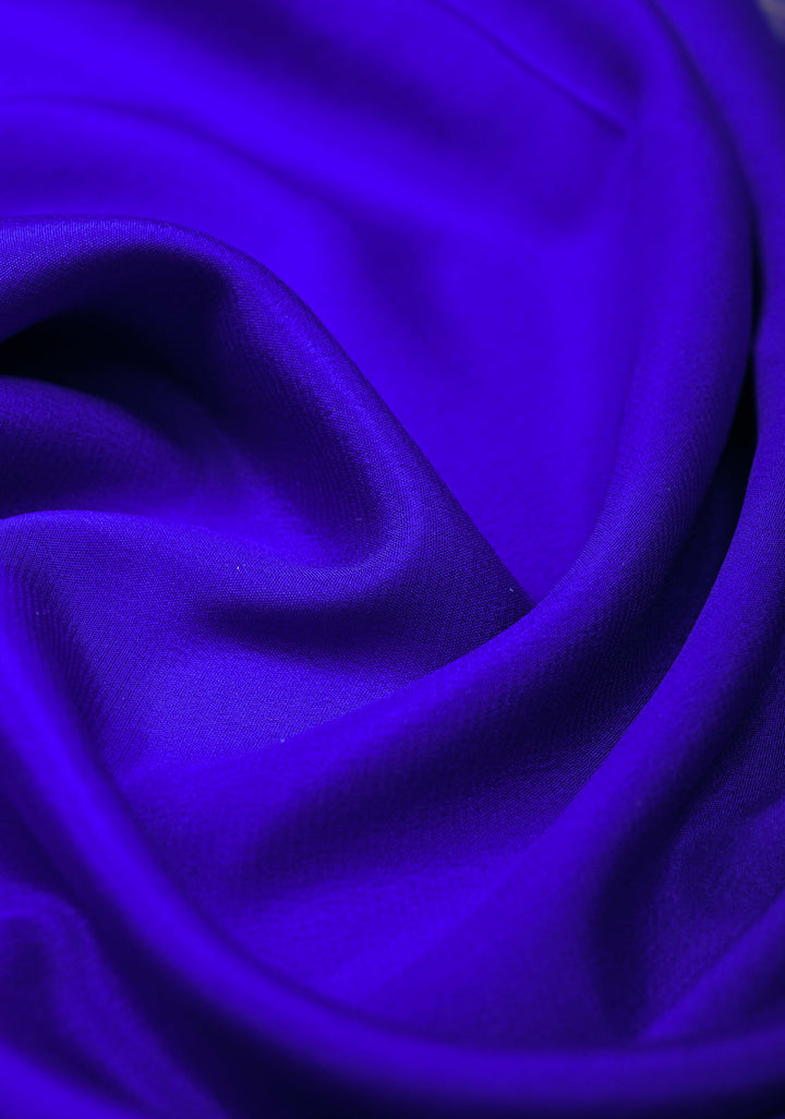 Cobalt Blue Mysore Silk Saree with Contrast Zari Border and Pallu | SILK MARK CERTIFIED