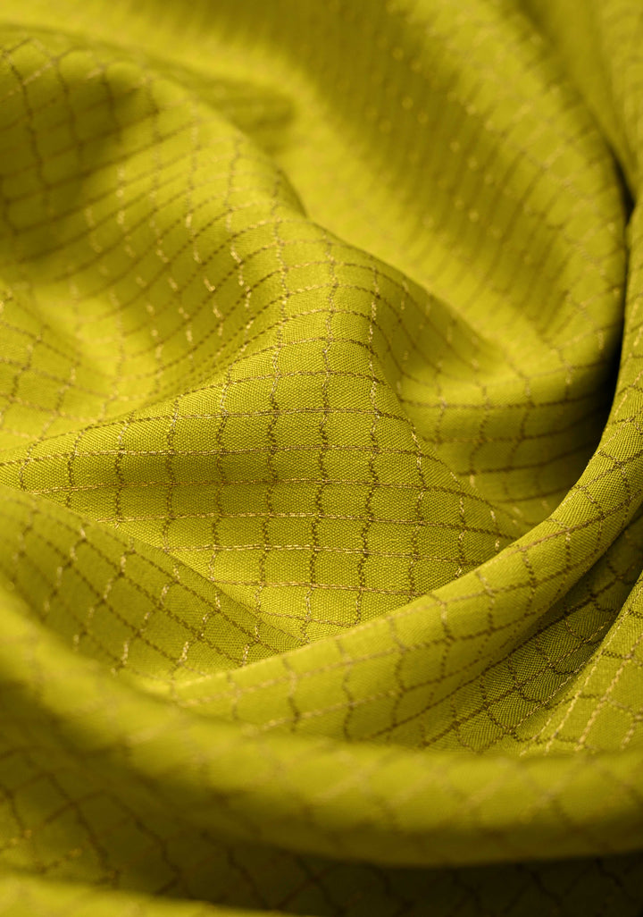 Moss Green Mysore Silk Saree with Podi-Kattam Zari Checks and Zari Border in KSIC Grade Thickness| SILK MARK CERTIFIED