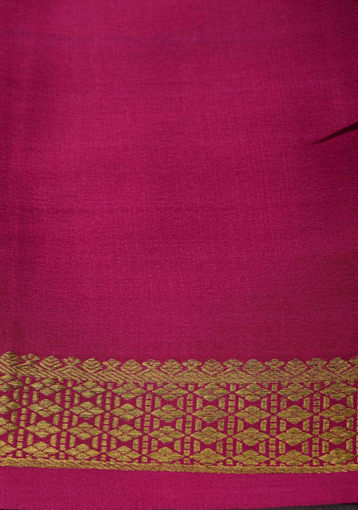 Turquoise Blue Mysore Silk Saree with Zari Checks and Zari Border in KSIC Grade Thickness | SILK MARK CERTIFIED