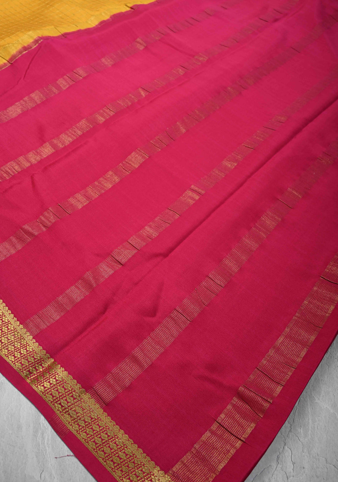 Mustard Yellow Mysore Silk Saree with Zari Checks and Zari Border in KSIC Grade Thickness| SILK MARK CERTIFIED