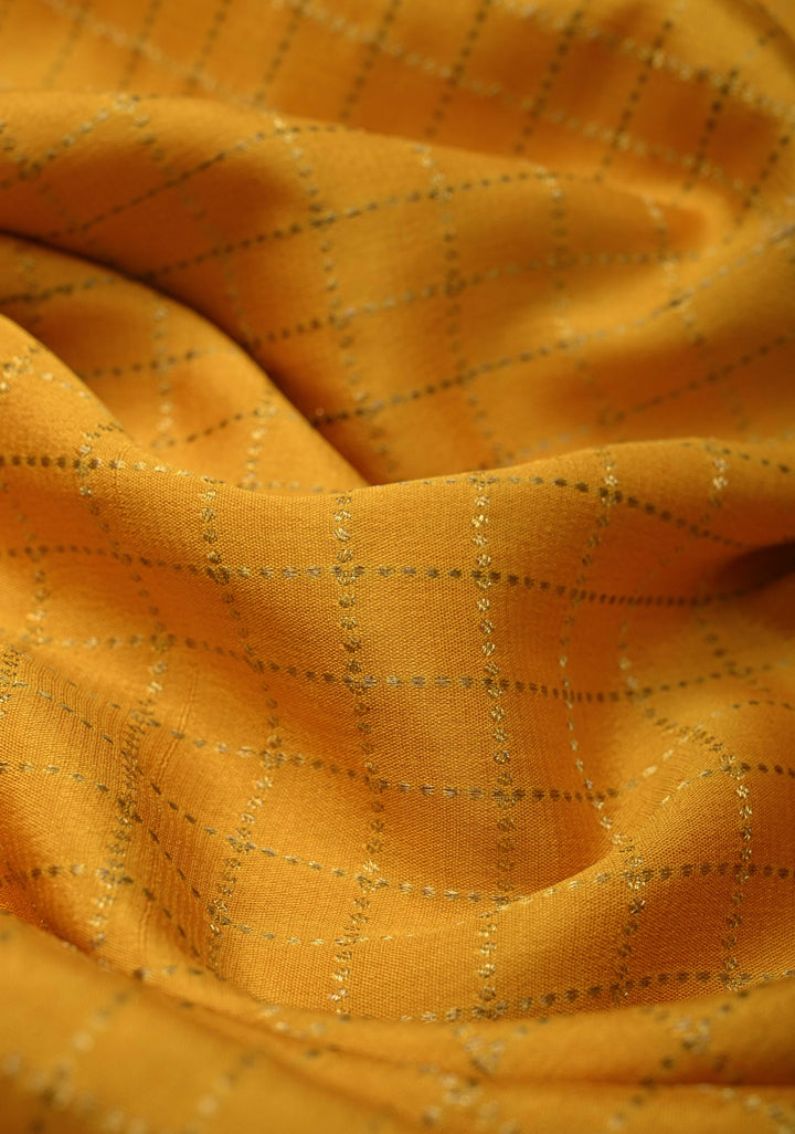 Mustard Yellow Mysore Silk Saree with Zari Checks and Zari Border in KSIC Grade Thickness| SILK MARK CERTIFIED