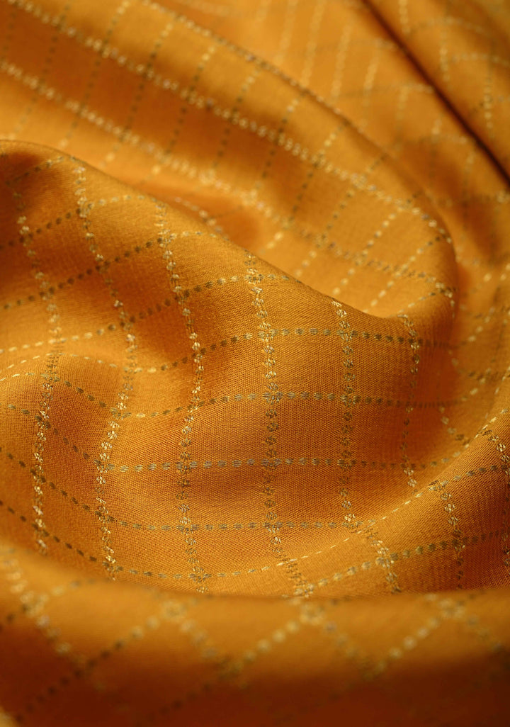 Mustard Yellow Mysore Silk Saree with Zari Checks and Zari Border in KSIC Grade Thickness| SILK MARK CERTIFIED