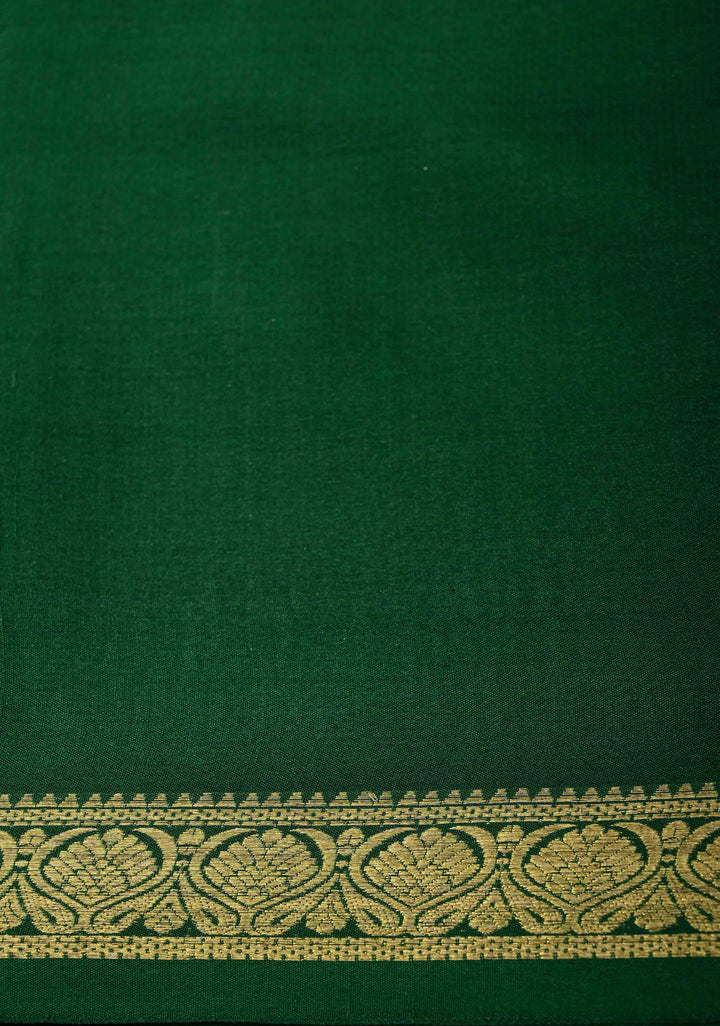 Pale Green Mysore Silk Saree with Zari Checks and Zari Border in KSIC Grade Thickness| SILK MARK CERTIFIED