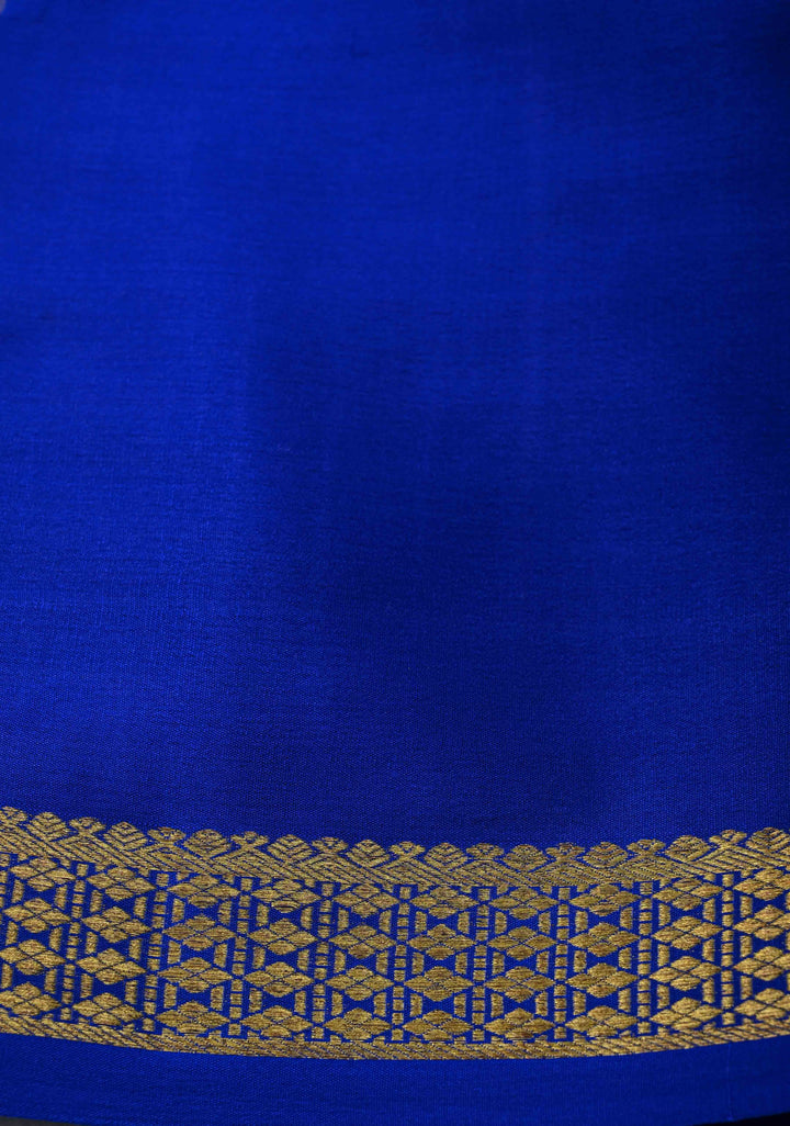 Green Pure Mysore Silk saree With Zari Checks and Zari Border in KSIC Grade Thickness | SILK MARK CERTIFIED