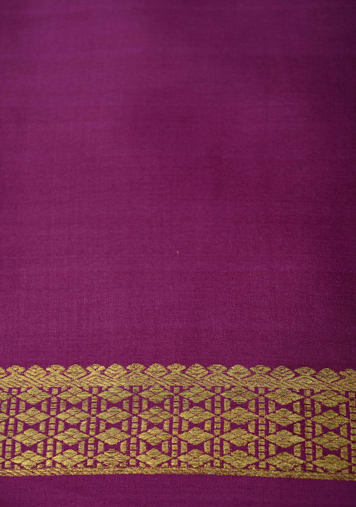 Citrine Yellow Mysore Silk Saree with Zari Checks and Zari Border in KSIC Grade Thickness | SILK MARK CERTIFIED
