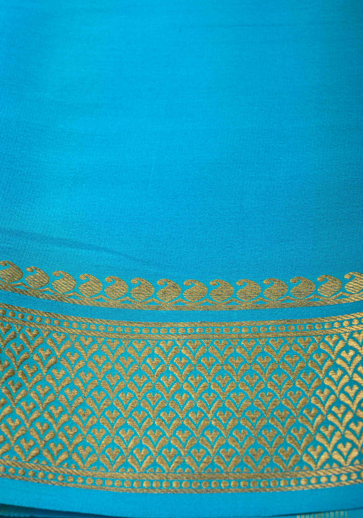 Pink Mysore Silk Saree with Horizontal Zari stripes and Panel Border in KSIC Grade Thickness | SILK MARK CERTIFIED
